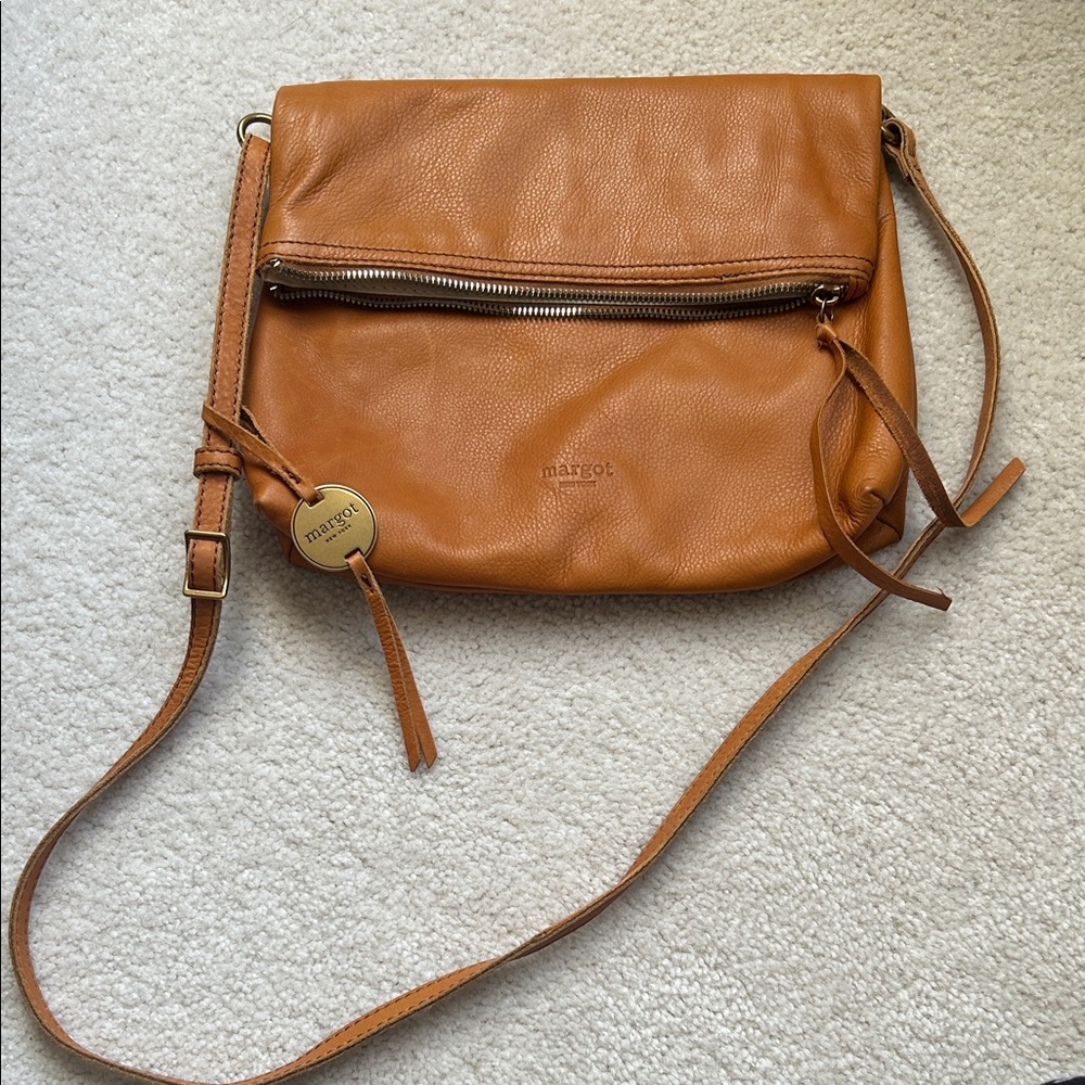 Margot Cognac Leather Crossbody Bag